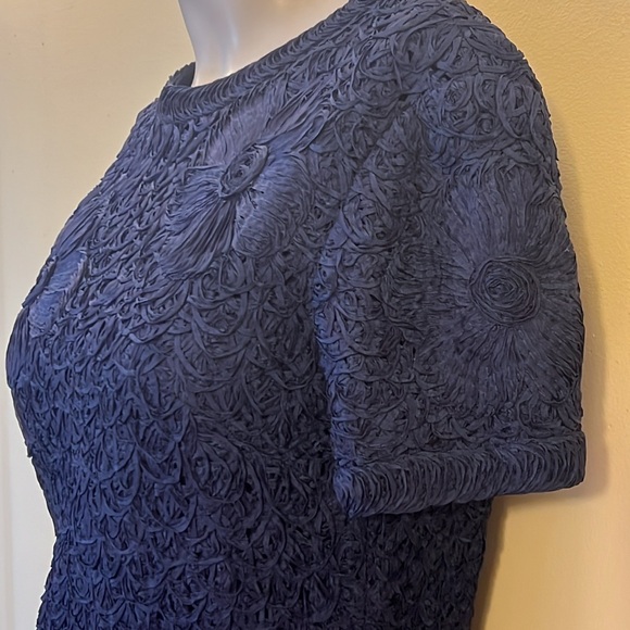 Ribbon Knit Vintage 1940s Style Knit Ribbon Rayon Dress - Picture 7 of 11